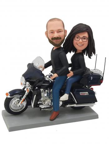 Custom couple bobbleheads gifts for parents Motorbike