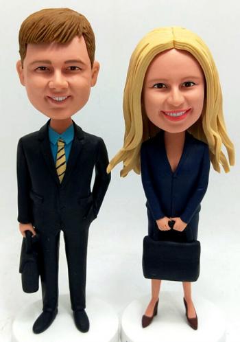 Custom Businessman and businesswoman Bobbleheads